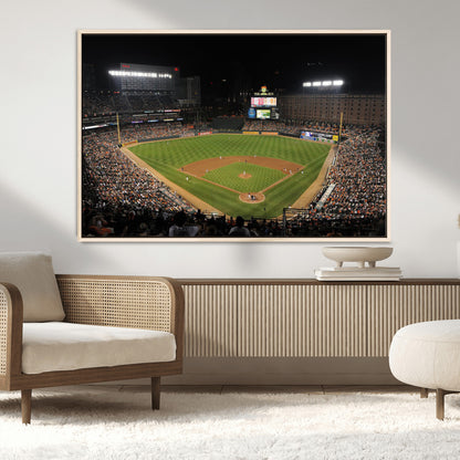 26445161-MGV-CV-36X24-Baseball Stadium at Night – Panoramic Ballpark Canvas Wall Art, Sports Decor for Man Cave, Office, Game Room, Sports Bar, Baseball