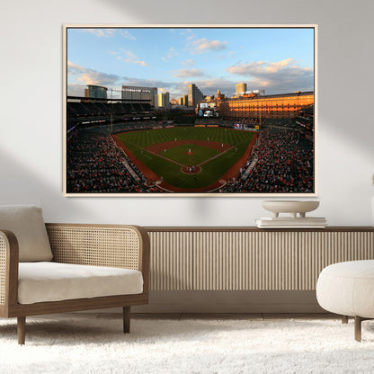 22285236-MGV-CV-36X24-Baseball Stadium Sunset – Panoramic Ballpark Canvas Wall Art, Sports Decor for Office, Man Cave, Game Room, Sports Bar, Baseball
