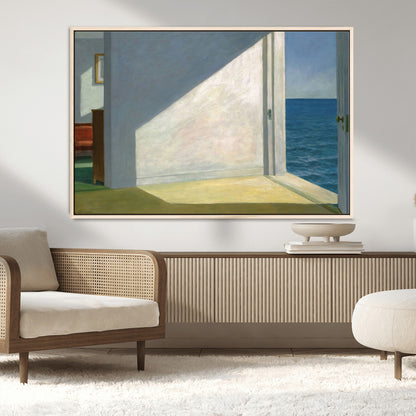 34188481-MGV-CV-36X24-Coastal Sunlight Wall Art – Minimalist Ocean View Canvas Print, Serene Beach House Inspired Decor for Bedroom, Living Room,