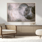20066876-MGV-CV-36X24-Neutral Abstract Circle Wall Art – Modern Gray Beige Gold Canvas Print, Minimalist Geometric Painting for Bedroom, Living Room,