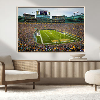 96617112-MGV-CV-36X24-Lambeau Field Wall Art – Green Bay Packers NFL Football Stadium Canvas Print – Game Day Crowd Sports Decor for Man Cave, Bar, or
