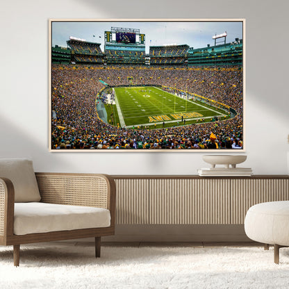 96617112-MGV-CV-36X24-Lambeau Field Wall Art – Green Bay Packers NFL Football Stadium Canvas Print – Game Day Crowd Sports Decor for Man Cave, Bar, or