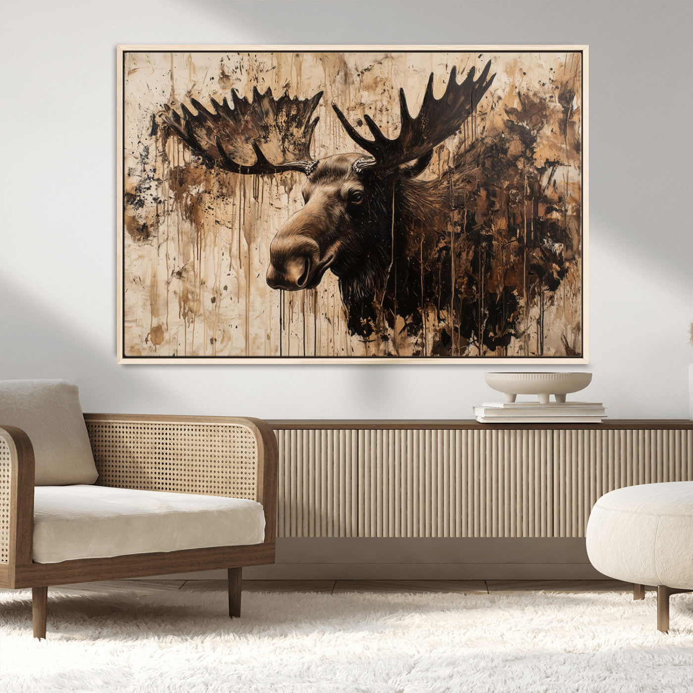 83505059-MGV-CV-36X24-Majestic Moose Wall Art – Rustic Animal Canvas Painting – Wilderness Wildlife Decor with Earthy Tones for Cabin, Lodge, Farmhouse,