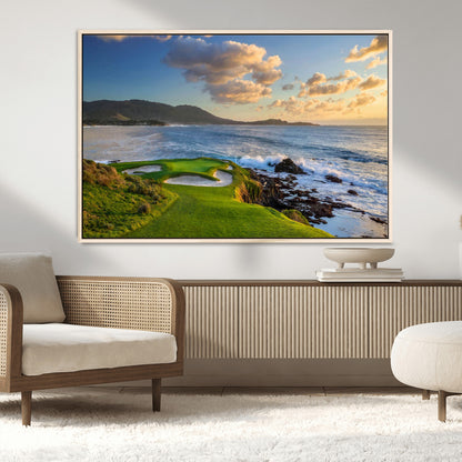 50107048-MGV-CV-36X24-Golf Course Wall Art – Coastal Ocean View Canvas Print, Scenic Fairway Landscape Decor for Office, Man Cave, Bedroom, or Living