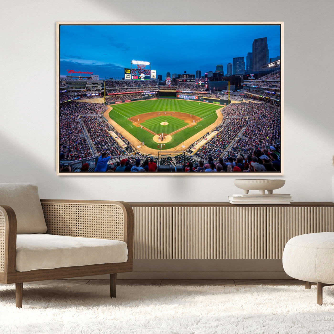 77273035-MGV-CV-36X24-Baseball Stadium Wall Art – Panoramic Evening Game Canvas Print, Sports Fan Decor for Man Cave, Office, Bar, or Living Room