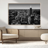 46578567-MGV-FC-36X24_Natural-Atlanta Skyline Wall Art – Black and White Cityscape Canvas Print, Modern Urban Night Decor for Office, Living Room, or Apartment