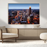 81886632-MGV-CV-36X24-Atlanta Skyline Wall Art – Vibrant City Lights Canvas Print, Modern Urban Cityscape Decor for Living Room, Office, or Apartment