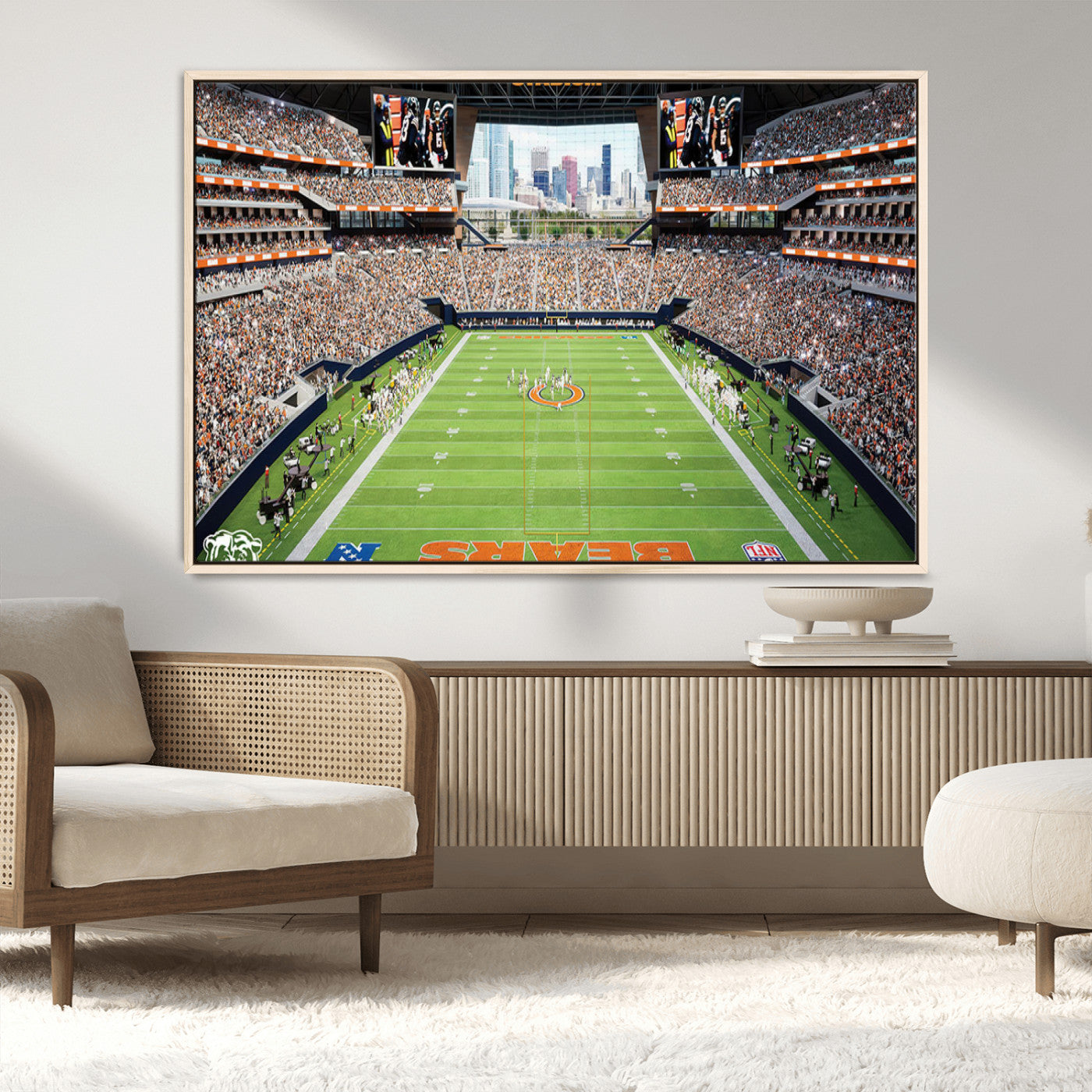 76935553-MGV-CV-36X24-Football Stadium Wall Art – Panoramic Game Day Canvas Print, Sports Decor for Man Cave, Office, Bar, or Living Room