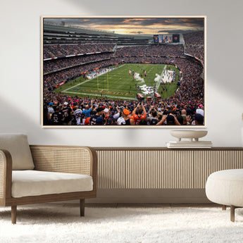 87578930-MGV-CV-36X24-Soldier Field Wall Art – Chicago Bears Football Stadium Sunset Canvas Print, Game Day Sports Decor for Man Cave, Bar, Office, or