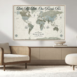 10693204-MGV-CV-36X24-Little By Little One Travels Far Tolkien Quote Blue Green World Map Adventure Wall Art Canvas Print Rustic Wanderlust Travel Decor
