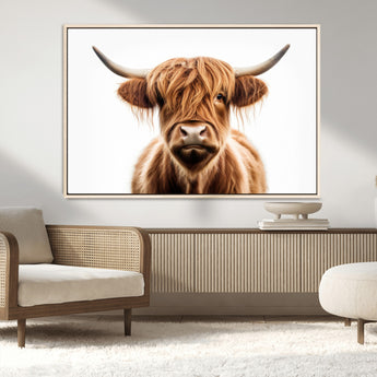 637908607-MGV-FC-93X47-3P_Black-Highland Cow Wall Art Print – Rustic Farmhouse Animal Portrait, Scottish Highland Cattle Canvas, Modern Country Wall Decor for