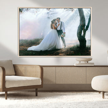 CSTM913-MGV-CV-36X24-Framed Wedding Canvas Print - Custom Wall Art Keepsake for Couples, Elegant Home Decoration Gift, Create Your Own Photo Canvas