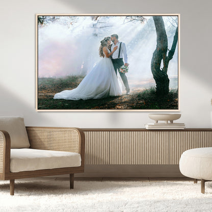 CSTM913-MGV-CV-36X24-Framed Wedding Canvas Print - Custom Wall Art Keepsake for Couples, Elegant Home Decoration Gift, Create Your Own Photo Canvas