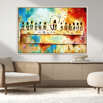 YKE34632598CR-MGV-CV-36X24-Abstract Last Supper with Apostles Wall Art Canvas Print