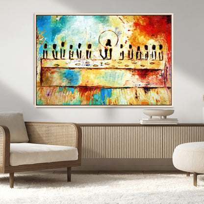 YKE34632598CR-MGV-CV-36X24-Abstract Last Supper with Apostles Wall Art Canvas Print