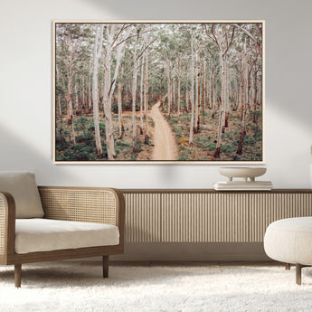 24760563-MGV-CV-36X24-Forest Wall Art – Tranquil Woodland Path Canvas Print, Scenic Nature Photography Decor for Bedroom, Living Room, Office, Cabin or