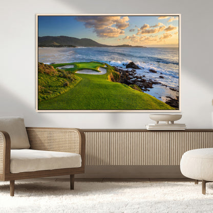67486665-MGV-CV-36X24-Golf Course Wall Art – Pebble Beach Oceanfront Canvas Print, Coastal Fairway Photography Sports Decor for Living Room, Office, Man