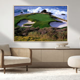 22776914-MGV-CV-36X24-Golf Course Wall Art – Oceanfront Green Canvas Print, Coastal Pebble Beach Photography Sports Decor for Living Room, Office, Man
