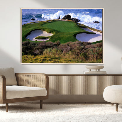 22776914-MGV-CV-36X24-Golf Course Wall Art – Oceanfront Green Canvas Print, Coastal Pebble Beach Photography Sports Decor for Living Room, Office, Man