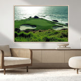 48473947-MGV-CV-36X24-Ocean Golf Course Wall Art – Panoramic Green Fairway Canvas Print, Coastal Golf Landscape Photography Sports Decor for Office, Man