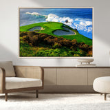 34181847-MGV-CV-36X24-Coastal Golf Course Wall Art – Panoramic Ocean Fairway Canvas Print, Scenic Sports Photography Decor for Office, Man Cave, Living