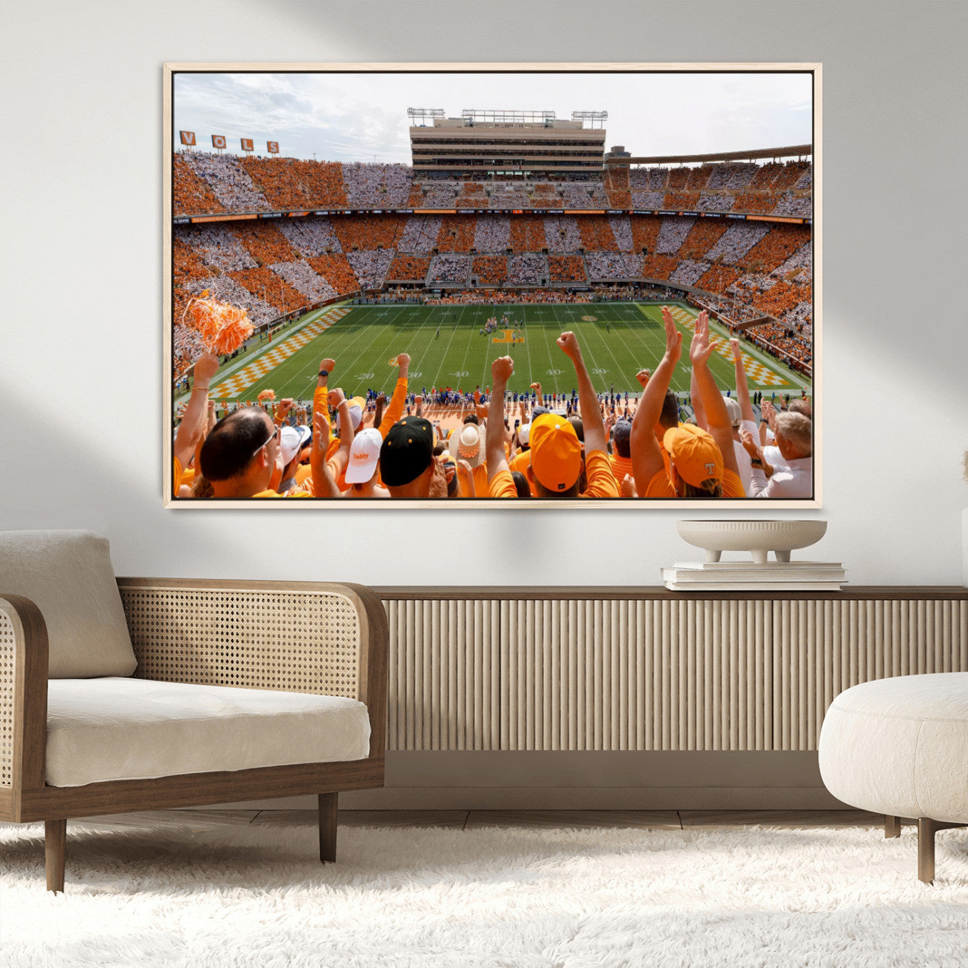 76011417-MGV-CV-36X24-Tennessee Volunteers Wall Art – Neyland Stadium Checkerboard Crowd Canvas Print, Vols Football Game Day Fan Perspective Sports