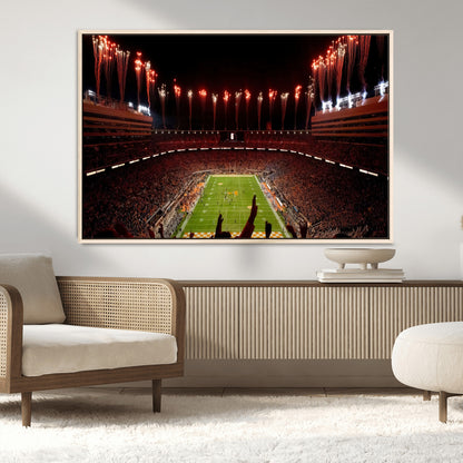 73358115-MGV-CV-36X24-Neyland Stadium Wall Art – Panoramic Tennessee Volunteers Night Game Canvas Print, Fireworks Football Celebration Sports Decor for