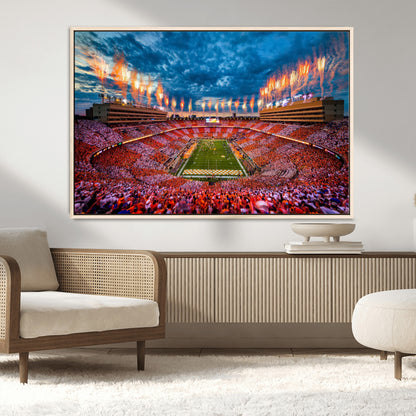 94266219-MGV-CV-36X24-Neyland Stadium Wall Art – Panoramic Tennessee Volunteers Checkerboard Crowd Fireworks Canvas Print, Football Game Day Sports