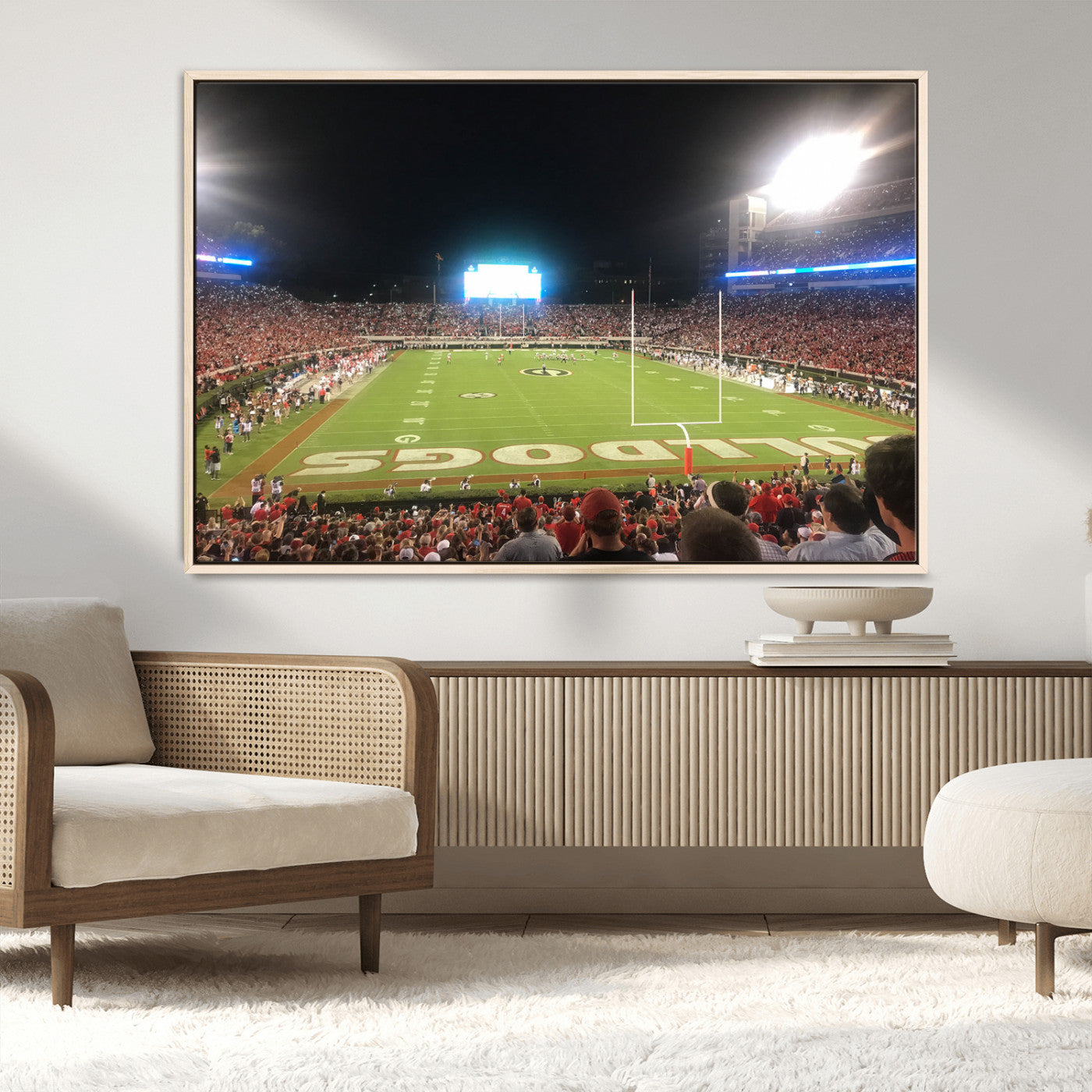 16230786-MGV-FC-36X24_Natural-Georgia Bulldogs Stadium Wall Art – Night Game Football Field Canvas Print, Panoramic Sports Decor for Home, Office, Fan Cave