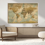54795344-MGV-CV-36X24-Personalized World Map Wall Art – Vintage Adventure Travel Map with Custom Names, Rustic Wall Décor for Couples, Families