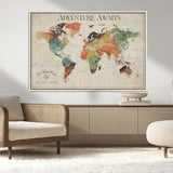 24737989-MGV-CV-36X24-Personalized World Map Wall Art – Colorful Vintage Adventure Travel Map with Custom Names, Unique Wall Decor for Couples,