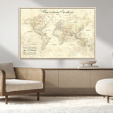 57950315-MGV-CV-36X24-Personalized World Map Wall Art – Vintage Beige Travel Map with Custom Names, Romantic Anniversary Gift for Couples, Adventure