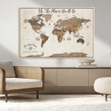 14140137-MGV-CV-36X24-Personalized World Map Wall Art – Vintage Nautical Adventure Map with Ships and Compass, Rustic Sepia Tones for Travel Lovers and