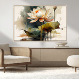 46359-MGV-CV-36X24-Lotus Blossom Wall Art Canvas Print, Framed Water Lily Art Picture Print, Zen Flower Perfect Zen Botanical Decor Artwork