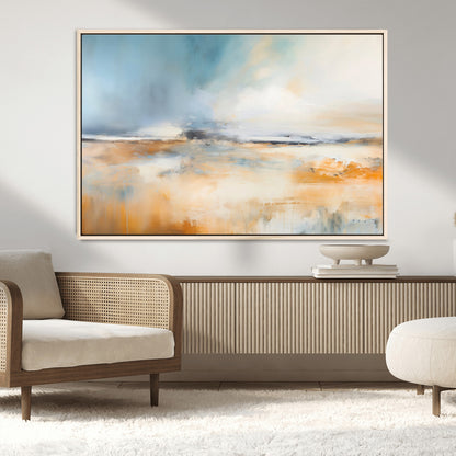 12135-MGV-CV-36X24-Soft Horizon Wall Art Canvas Print, Framed Golden Field Art Picture Print, Dreamy Horizon Perfect Minimalist Earthy Decor Artwork
