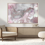 16416-MGV-CV-36X24-Blush Marble Wall Art Canvas Print, Framed Rose Gold Art Picture Print, Pink Cloudy Perfect Modern Glam Decor Artwork
