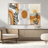 32359-MGV-CV-36X24-Modern Sun Wall Art Canvas Print, Framed Retro Horizon Art Picture Print, Sunburst Design Perfect Mid Century Boho Decor Artwork
