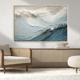 53646-MGV-CV-36X24-Ocean Wave Wall Art Canvas Print, Framed Textured Seascape Art Picture Print, Modern Ocean Perfect Minimal Coastal 2/2 Decor
