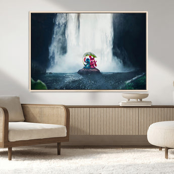 32259-MGV-CV-36X24-Stitch Angel Wall Art Canvas Print, Framed Stitch Waterfall Art Picture Print, Cartoon Couple Perfect Moody Fantasy Decor Artwork