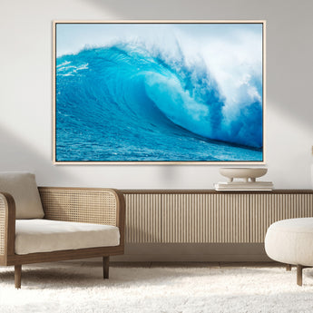 15566-MGV-CV-36X24-Ocean Wave Wall Art Canvas Print, Framed Curling Wave Art Picture Print, Vibrant Surf Wave Perfect Coastal Surf Decor Artwork