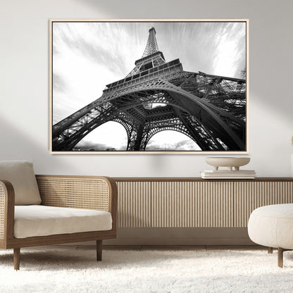 40006-MGV-FC-36X24_Natural-Eiffel Tower Wall Art – Black and White Architectural Photo Print, Paris Inspired Decor for Bedroom, Office, Studio or Modern
