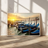 25872-MGV-CV-36X24-Venetian Gondola Dock Wall Art – Serene Sunset Canal Canvas Print, Tranquil Water Travel Decor for Office, Living Room, or Man