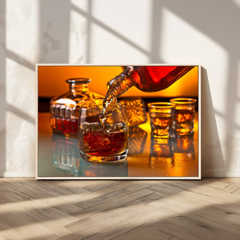 18250-MGV-CV-36X24-Whiskey Pour Wall Art – Captivating Whiskey Splash Canvas Print, Elegant Bar or Home Lounge Decor for Office, Man Cave or Living