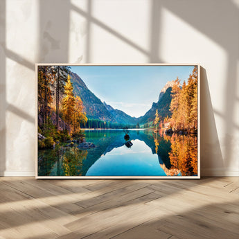 32962-MGV-CV-36X24-Mountain Lake Wall Art – Tranquil Autumn Landscape Canvas Print, Nature Reflection Decor for Living Room, Bedroom, Office or Cabin