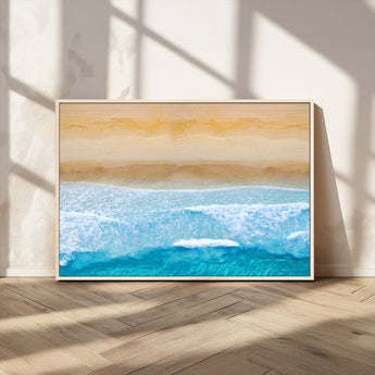 43046-MGV-CV-36X24-Aerial Beach Wall Art – Serene Ocean Waves & Sandy Shore Canvas Print, Coastal Home Decor for Living Room, Bedroom or Office
