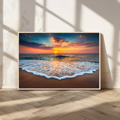 87032-MGV-CV-36X24-Ocean Sunset Wall Art – Stunning Beach Canvas Print with Vibrant Sky, Calm Waves, and Golden Horizon, Perfect Coastal Decor for