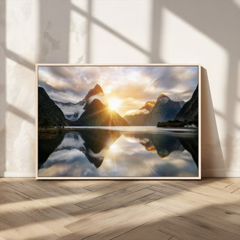 78842-MGV-CV-36X24-Sunrise Mountain Reflection Wall Art – Stunning Nature Landscape Canvas Print for Home, Office, Living Room or Relaxing Space