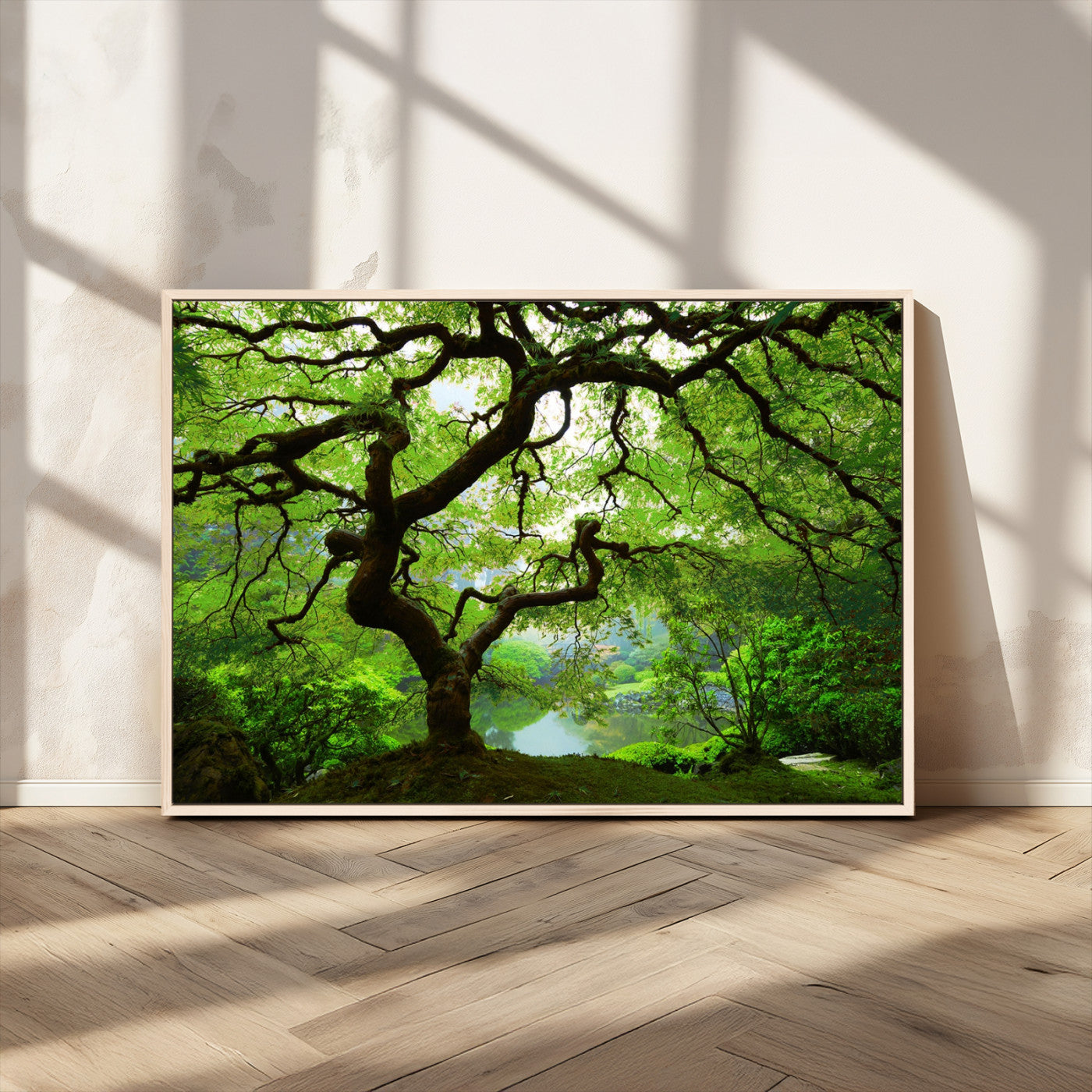 18094-MGV-CV-36X24-Emerald Canopy Wall Art – Panoramic Lush Green Tree Canvas Print, Serene Nature Decor for Office, Living Room or Meditation Space