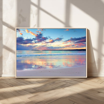 56723-MGV-CV-36X24-Serene Sunset Beach Wall Art – Panoramic Coastal Canvas Print, Peaceful Ocean Reflection Decor for Living Room, Bedroom or Office