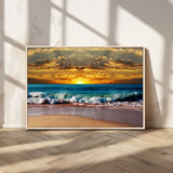 83389-MGV-CV-36X24-Ocean Sunrise Wall Art – Vibrant Beach Waves Canvas Print, Coastal Seascape Decor for Living Room or Office